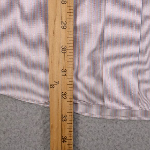 Brooks Brothers Shirt Men 16-32 Classic Orange Green Striped Button Long Sleeve - Picture 13 of 16